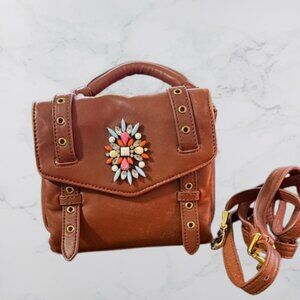 Cynthia Rowley Posy Jeweled Leather Crossbody Satchel Handbag